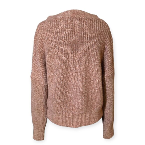 Abercrombie and Fitch Ribbed Cropped Pink V-neck Sweater Cardigan Size S - Picture 3 of 5